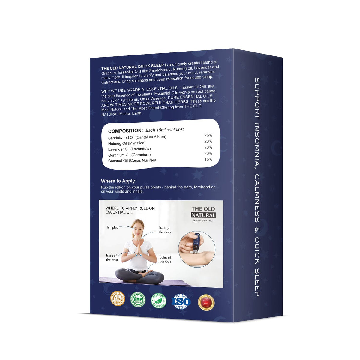 The Old Natural Quick Sleep Roll On For Instant Sleep, Stress Relief, Relaxation - An Unique Blend Of Essential Oils (Pack of 2-20ml)