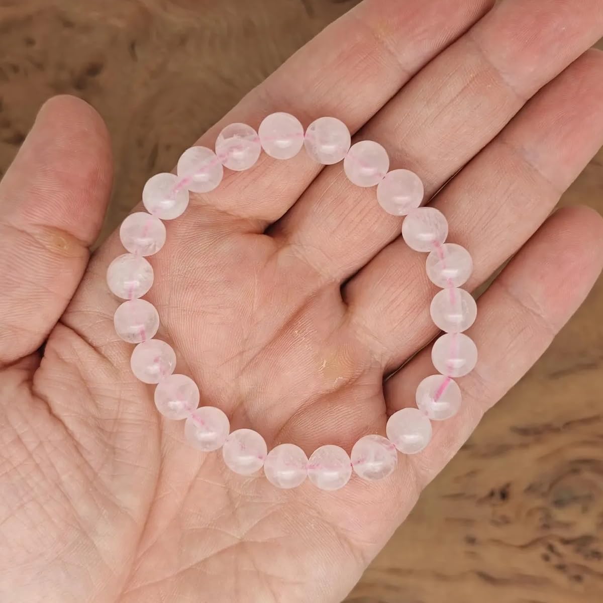 ASTRODIDI Rose Quartz Crystal Healing Love Stone Bracelet | Original Rose Quartz Love Attraction Handmade Stretchable 8 mm Beads Gemstone Bracelet