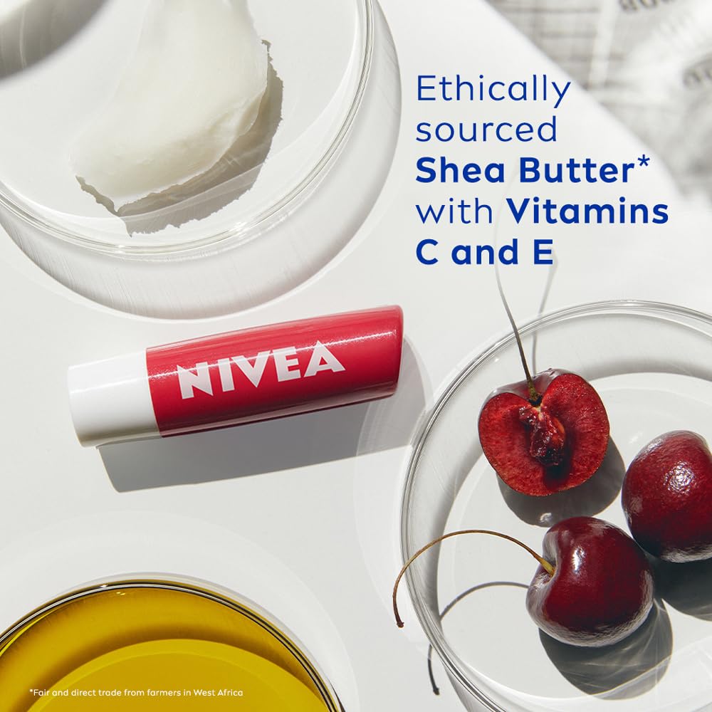 NIVEA Lip Balm, Strawberry Shine And Cherry Shine,(Pack of 2)