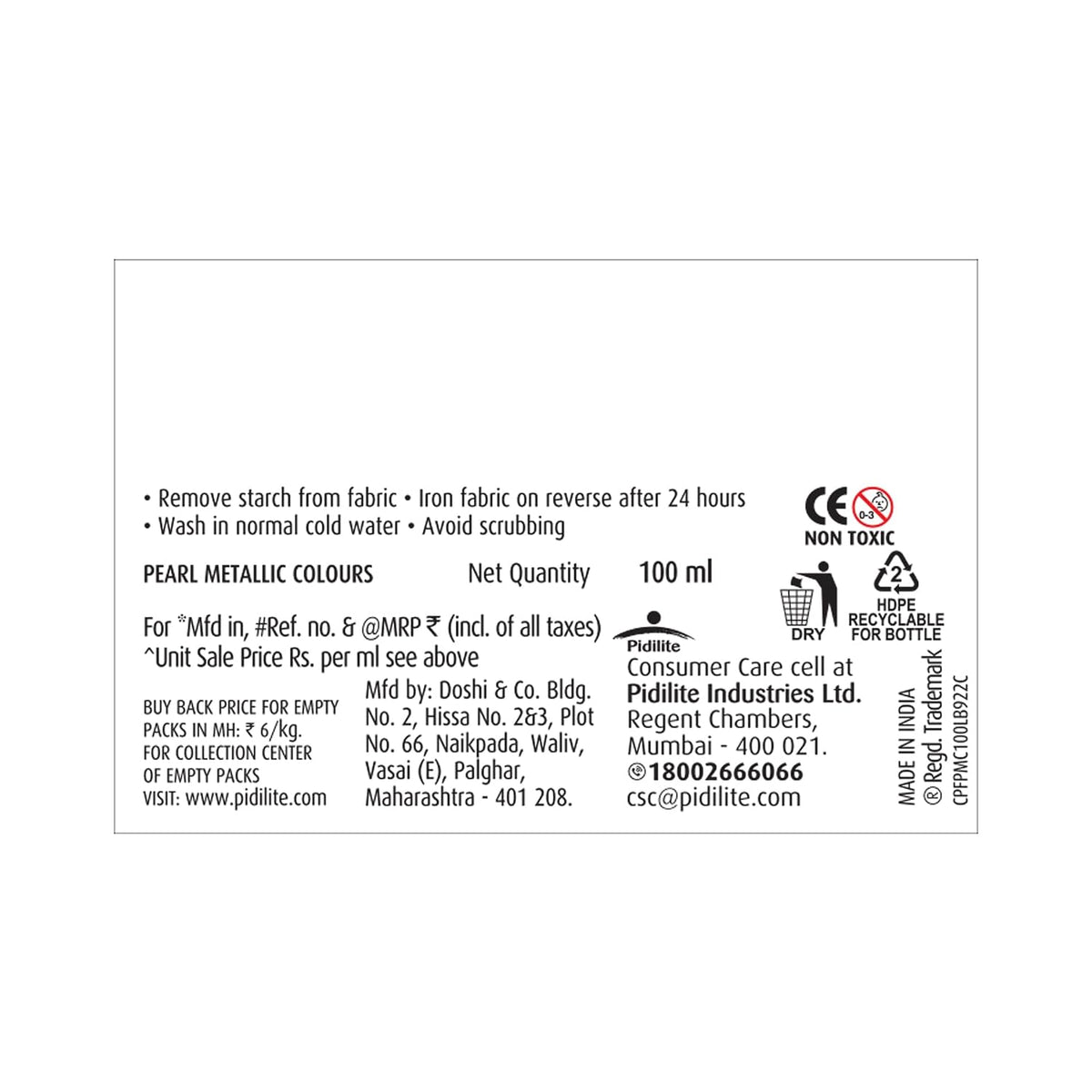 Fevicryl Pearl Metallic Colour (Silver, 100 ml) for Art and Craft Paint, Canvas, Wood, Leather, Earthenware, Metal