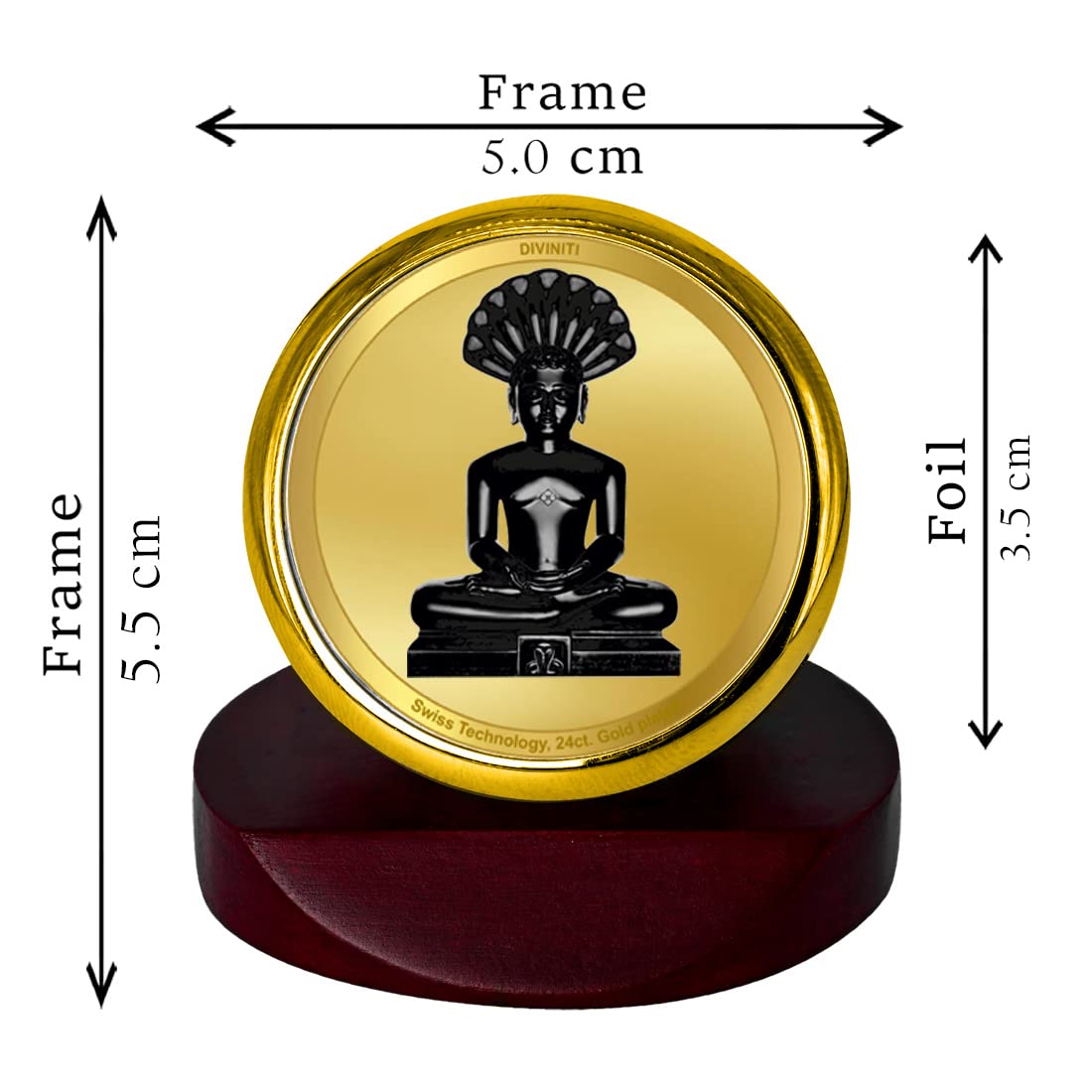 DIVINITI 24K Gold Plated Religious Car Dashboard Frame | Premium God Idol Frame for Car, Home Mandir & Office Table | Spiritual Gift, Decorative Showpiece | Parshvanath