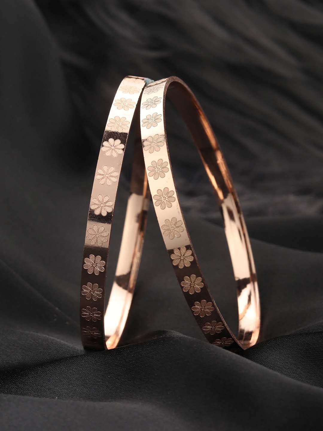 Priyaasi Set of 2 Rose Gold Plated Bangles Set