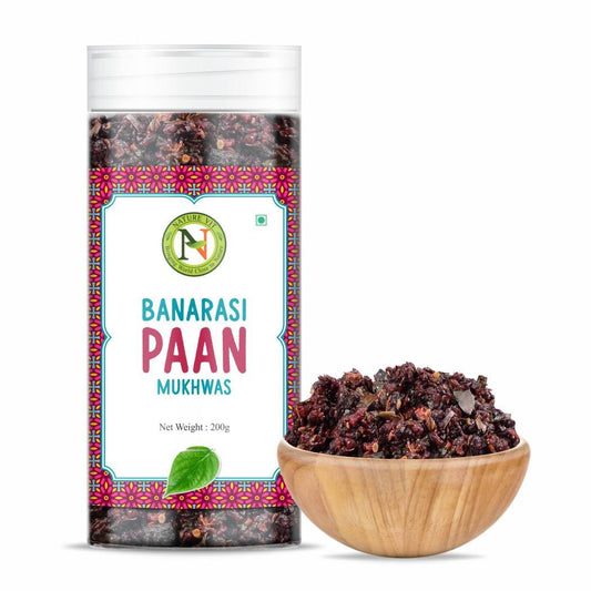 NatureVit Banarasi Paan Mouth Freshener 200g | Sweet Banarasi Meetha Paan Mix with Gulkand, Betel Leaf & Fennel | Traditional After-Meal Treat
