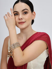 NMII Stylish Alloy Metal with Zircon Stone Latkan Bangles For Women and Girls | Fancy Metal Bangles Bracelet | Stylish Bangles with Latkan For Wedding, Party, Occasion | Fashion Jewellery- Set of 4