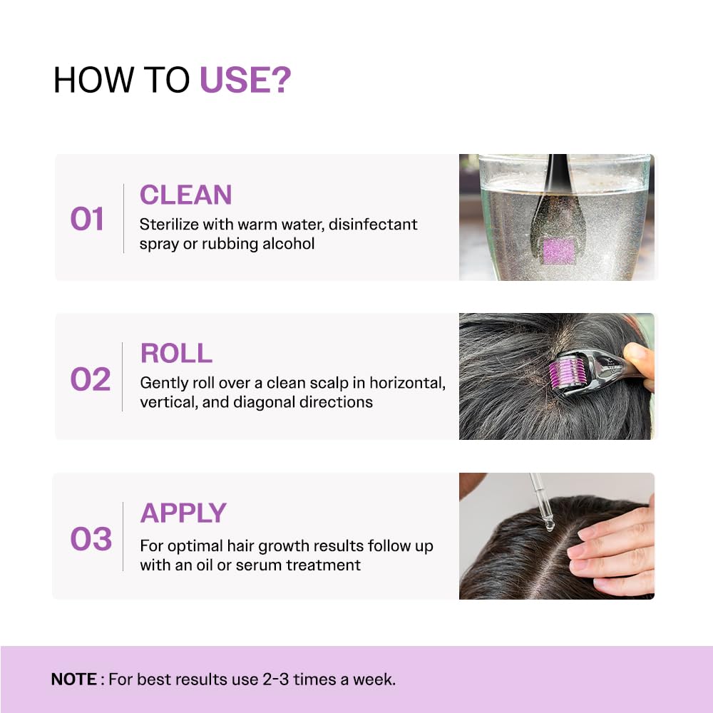 Bare Anatomy Derma Roller for Hair Growth | 0.5 mm with 540 Titanium Micro Needles | Stimulates Hair Follicles & Improves Scalp Circulation