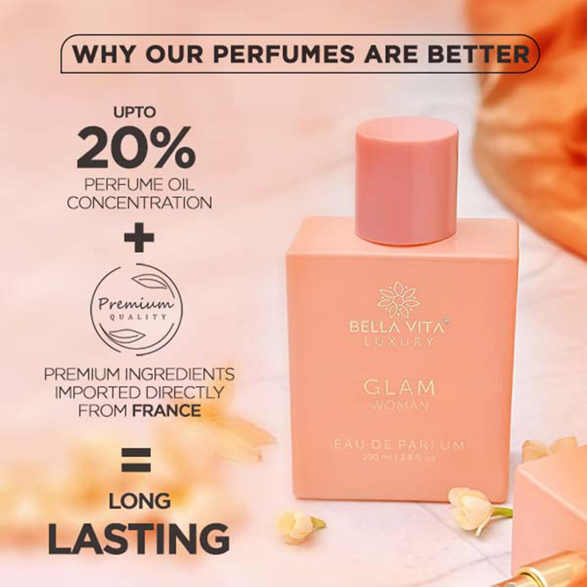 Bella Vita Luxury Bella Vita Organic Skai Unisex Liquid EDC & Glam EDP Perfume Combo, Pack Of 2 Premium Long Lasting Fragrance Scents, 100ml Each - Musk, Wood, Spicy, Jasmine