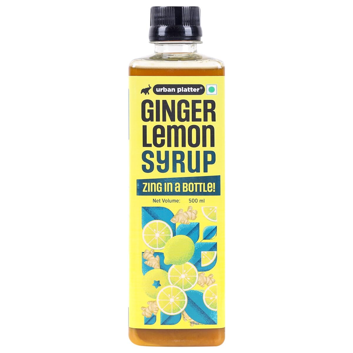 Urban Platter Ginger Lemon Syrup, 500ml (Refreshing | Tangy and Zesty | Sweetened)