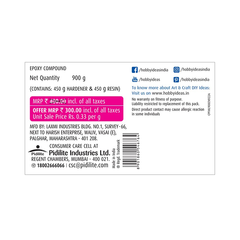 Fevicryl Hobby ideas Mould It, 900 G, Clay Set for Modelling and Sculpting, Air Dry Clay for Art and Craft, Gift for Artists, Students, Children (Pack of 2), White