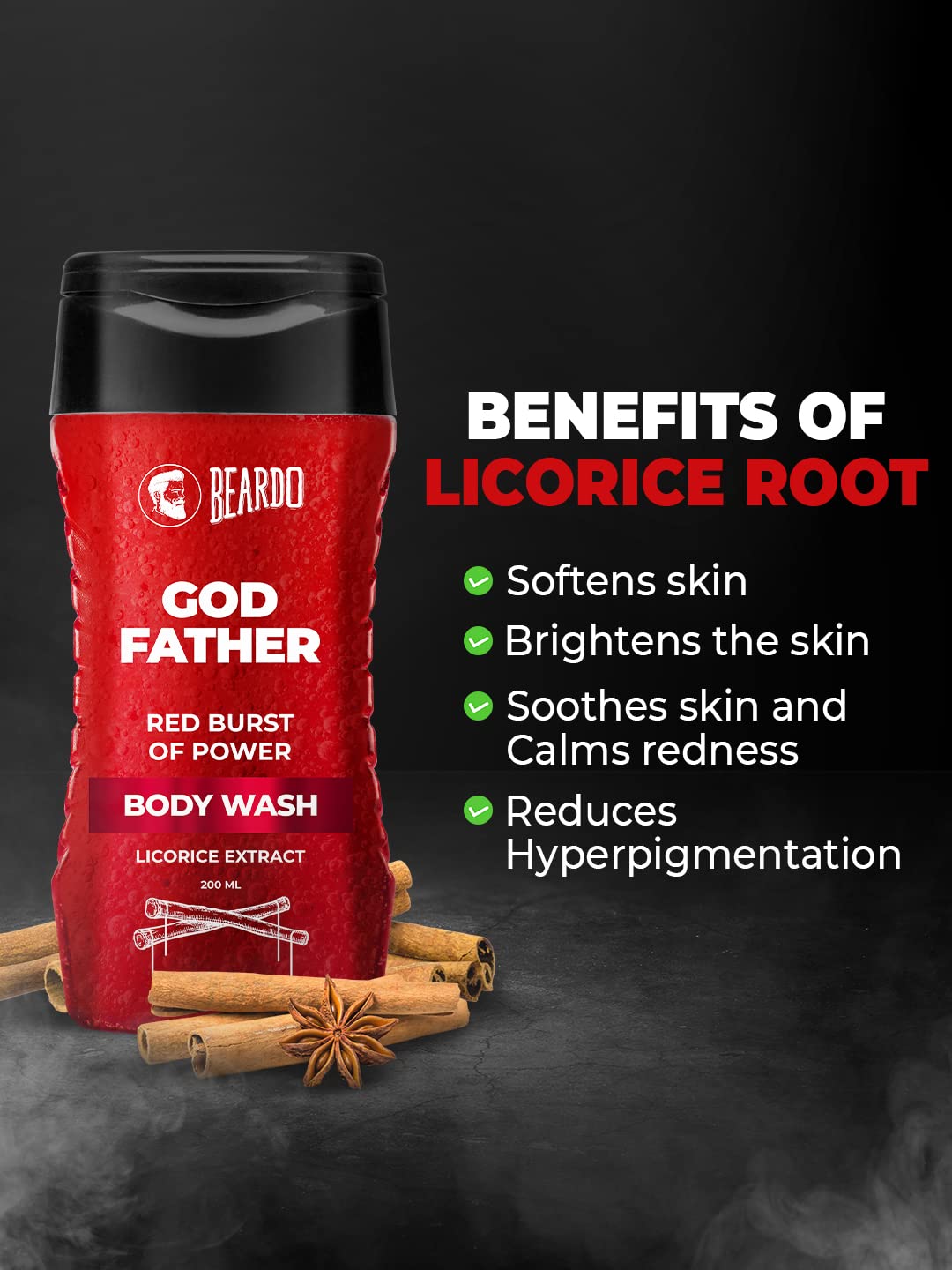 Beardo Godfather Body Wash for Men, 200ml | Powerful and Energising Bodywash for Men | Luxurious Lather and Refreshing Shower Gel | Goodness of Licorice Extract for Long Lasting Fragrance (Pack of 2)