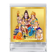 DIVINITI 24K Gold Plated Religious Car Dashboard Frame | Premium God Idol Frame for Car, Home Mandir & Office Table | Spiritual Gift, Decorative Showpiece | Shiv Parivar