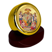 DIVINITI Ram Darbar God Idol Photo Frame for Car Dashboard, Table Decor, Office MCF 1C Gold Photo Frames and 24K Gold Plated Foil Religious Photo Frame Idol for Pooja, Gifts Items (5.5X5.0 CM)