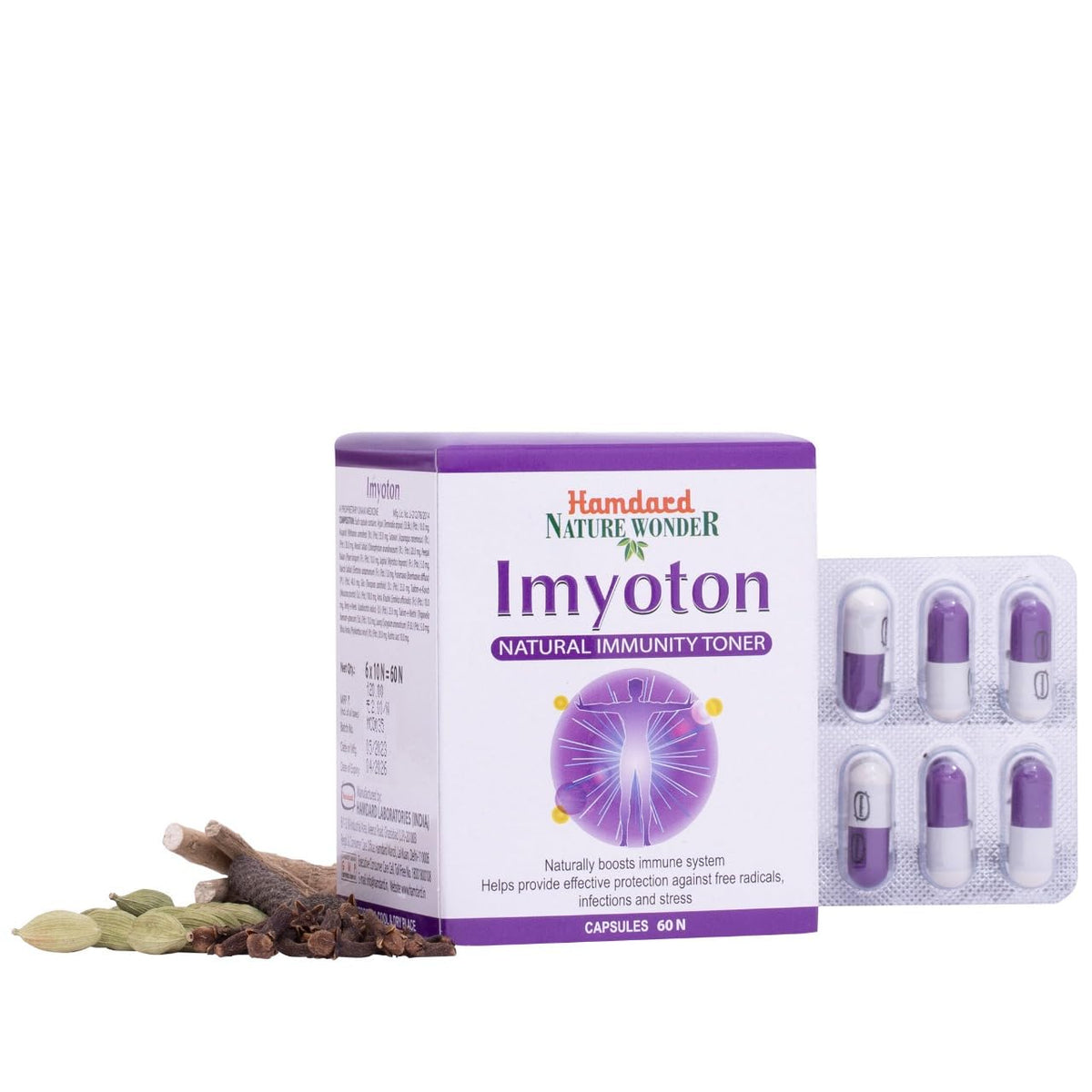 Hamdard Imyoton Capsule for Immunity | 60 Capsule | Supports Immune System | Helps in Managing Stress and Infections | All-natural Herbal Remedy | Unani Formulation | Pack of 2
