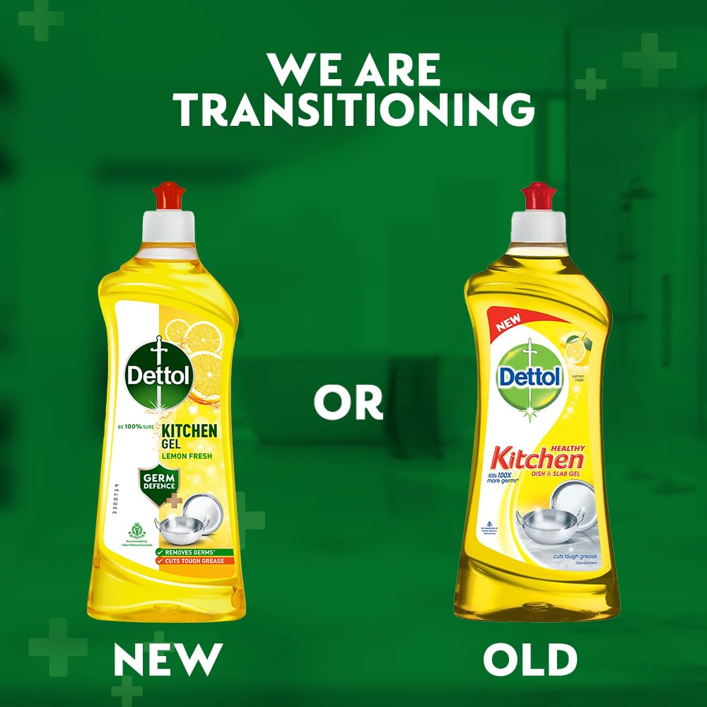 Dettol Dishwash liquid and Kitchen Gel | Cuts Tough Grease | Remove germs | Lemon Fragrance | 750ml (Bottle)
