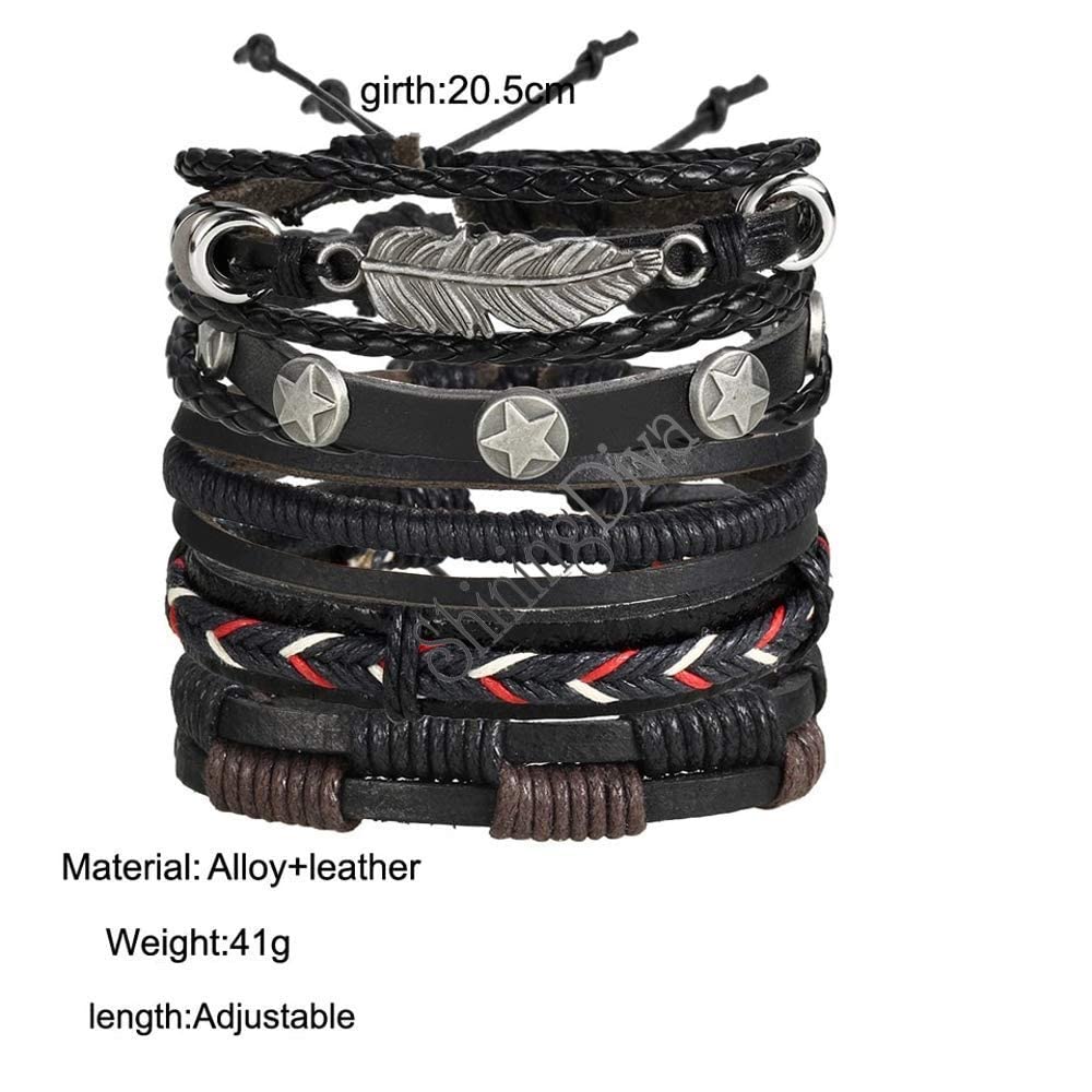 Shining Diva Fashion Genuine Leather Bracelet Wraps Casual Skin Friendly Bracelets for Men Boys