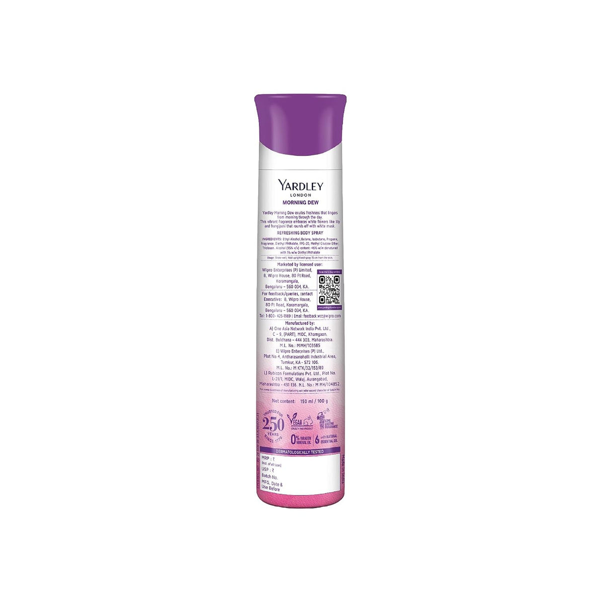 Yardley London Morning Dew Refreshing Deodorant Body Spray for Women, 150 ml