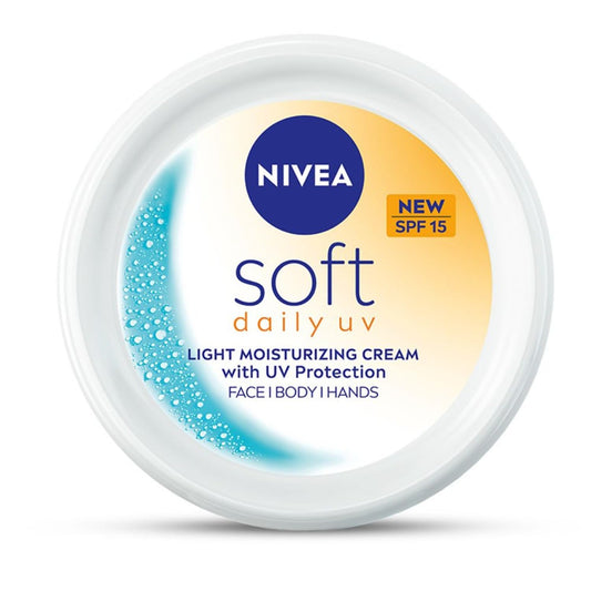 NIVEA Soft Daily SPF 15 Moisturizer | 88% UV Protection | Face & Body Cream for Healthy Glow in 5 Days | No White Cast | Vitamin E & Shea Butter | Lightweight, Quick Absorbing | 72H Hydration | 200ml