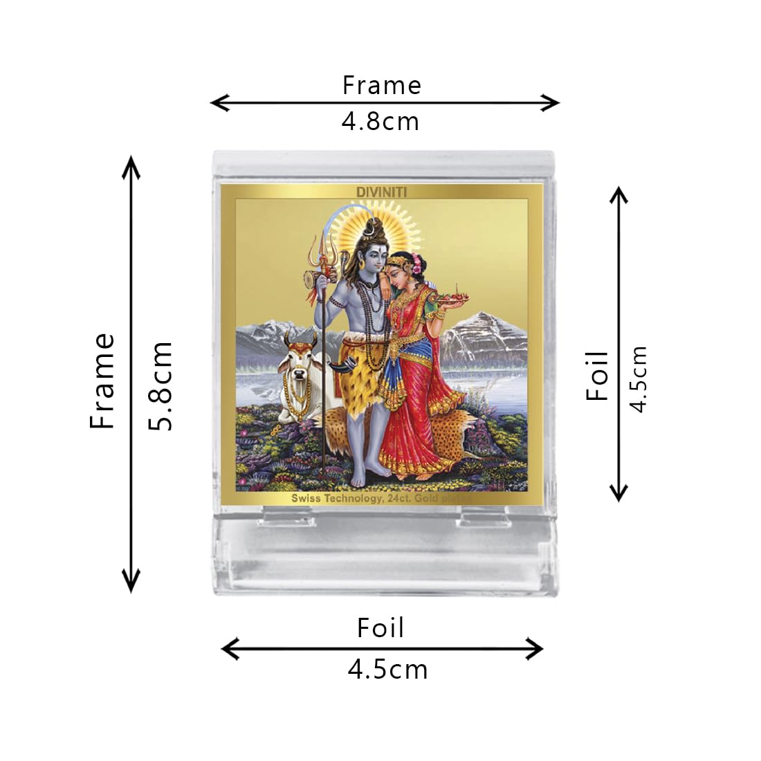 DIVINITI 24K Gold Plated Religious Car Dashboard Frame | Premium God Idol Frame for Car, Home Mandir & Office Table | Spiritual Gift, Decorative Showpiece | Shiva And Parvati