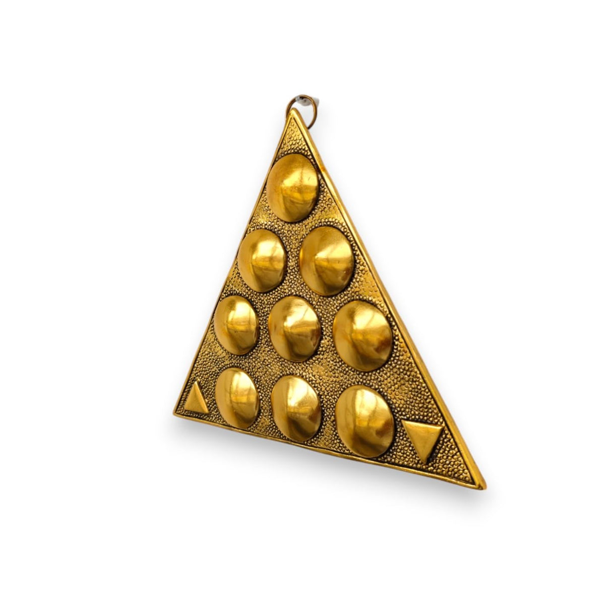 KridayKraft Metal Shri Vastu Navgrah Yantram Maha Yantra with Sampoorna Navgraha Triangle Yantra for Vastu Dosh Nivaran Wall Hanging Triangular Shaped Yantra (8.5 Inches) (1 Pc), Gold