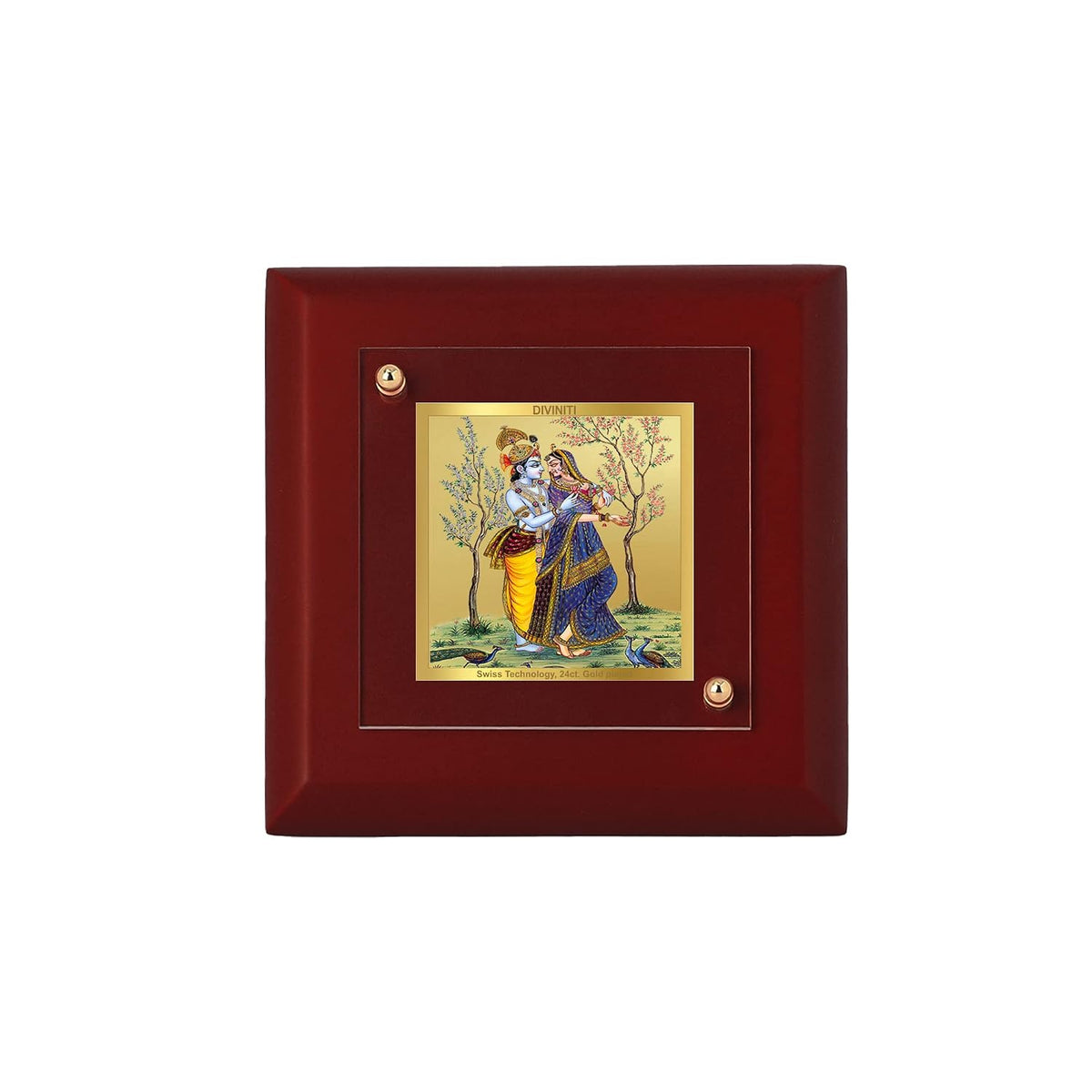DIVINITI Radha Krishna 24K Gold Plated MDF Photo Frame|Premium Religious Table Top Frame for Home, Office & Prayer Room|Luxury Spiritual Gift Item for Housewarming, Festive Gifting|10 x 10 CM
