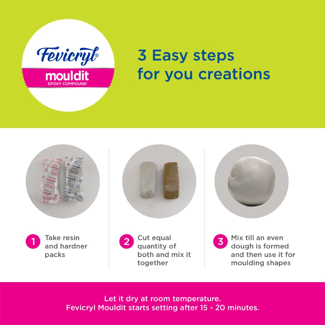 Fevicryl Hobby ideas Mould It, 900 G, Clay Set for Modelling and Sculpting, Air Dry Clay for Art and Craft, Gift for Artists, Students, Children (Pack of 2), White