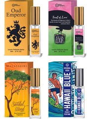 Parag Fragrances Sandalwood & Ruh Gulab Luxury Perfume Combo (8ml x 2pc) Long Last, Imported, Pocket & Purse Friendly, Reusable Perfume Spray For Men & Women