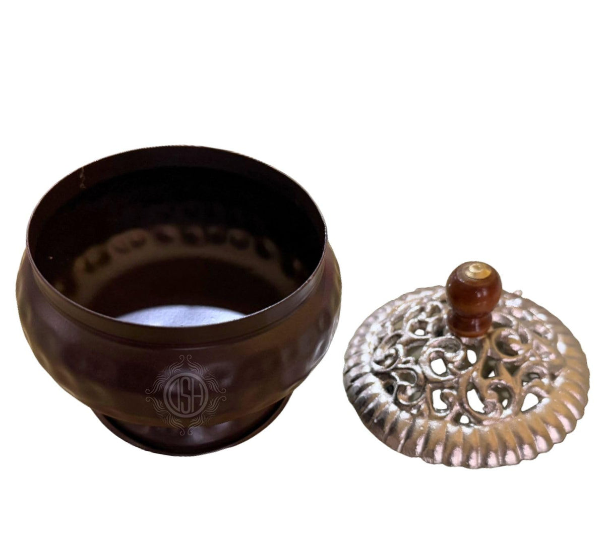 DSH Incense Burner Home Purifying Loban Dhoop Dani Dhuni for Home and Office Kapoor Dani for Puja Sambrani Dhoop Holder. (Suradhuni Silver)