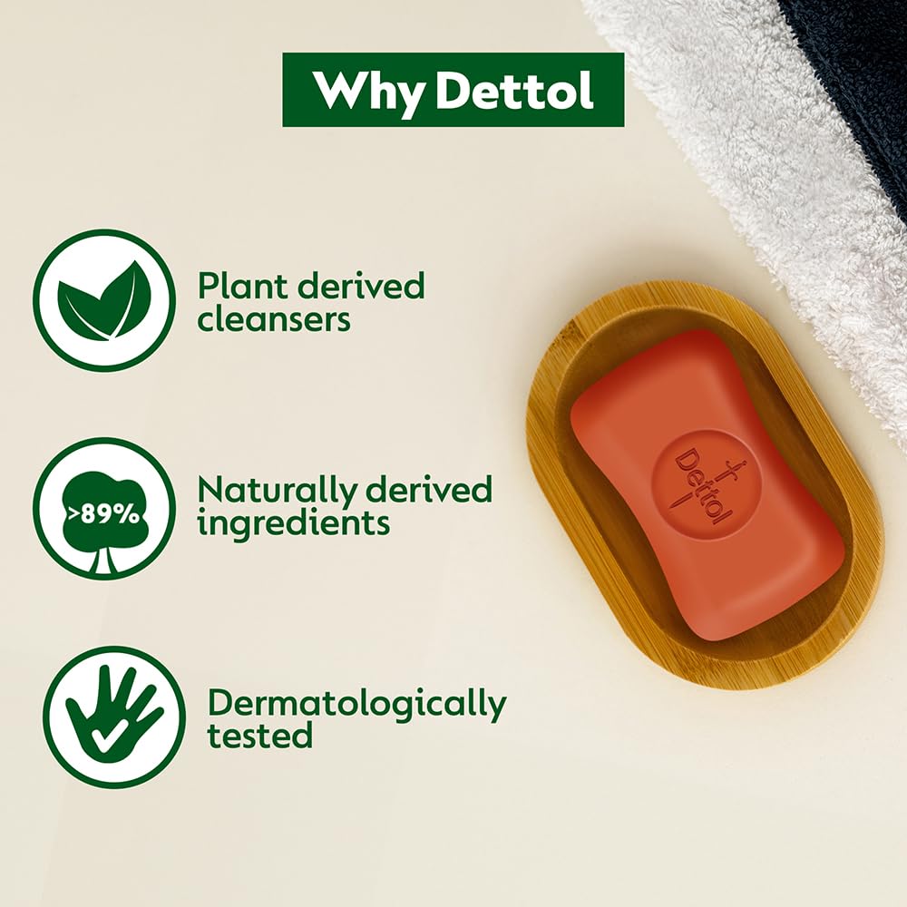 Dettol Original Bathing Soap Bar with 12hr Germ protection (1000gm) | Kills 99.99% Germs, 125g (Pack of 8)
