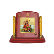 DIVINITI 24K Gold Plated Religious Car Dashboard Frame | Premium God Idol Frame for Car, Home Mandir & Office Table | Spiritual Gift, Decorative Showpiece | Durga Ji Goddess