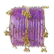 NMII Viral Multi Colour Glass Bangles with Golden Ghungroo Charms & Stone Work For Women & Girls | Fancy Designer Glass Bangle | Traditional Chudi | Kanch Ki Churi | Stylish Ghungroo Bangle For Women