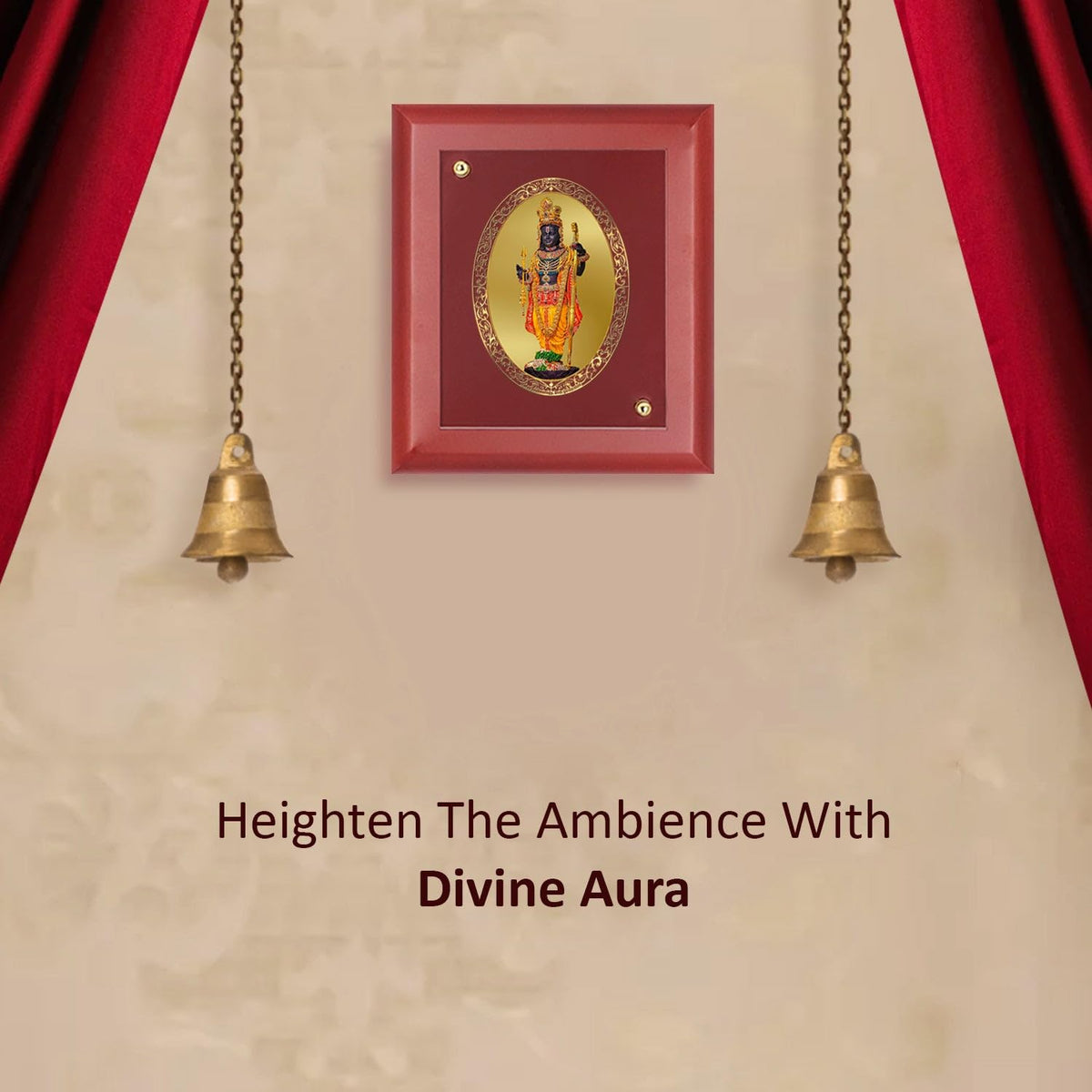 DIVINITI Intima Pure 24K Gold Plated Ram Lalla Religious Frame – Luxury Home, Office & Mandir Décor | Premium Gold Foil Artwork in MDF Frame | Table Top Display (16 X 13.5 CM)