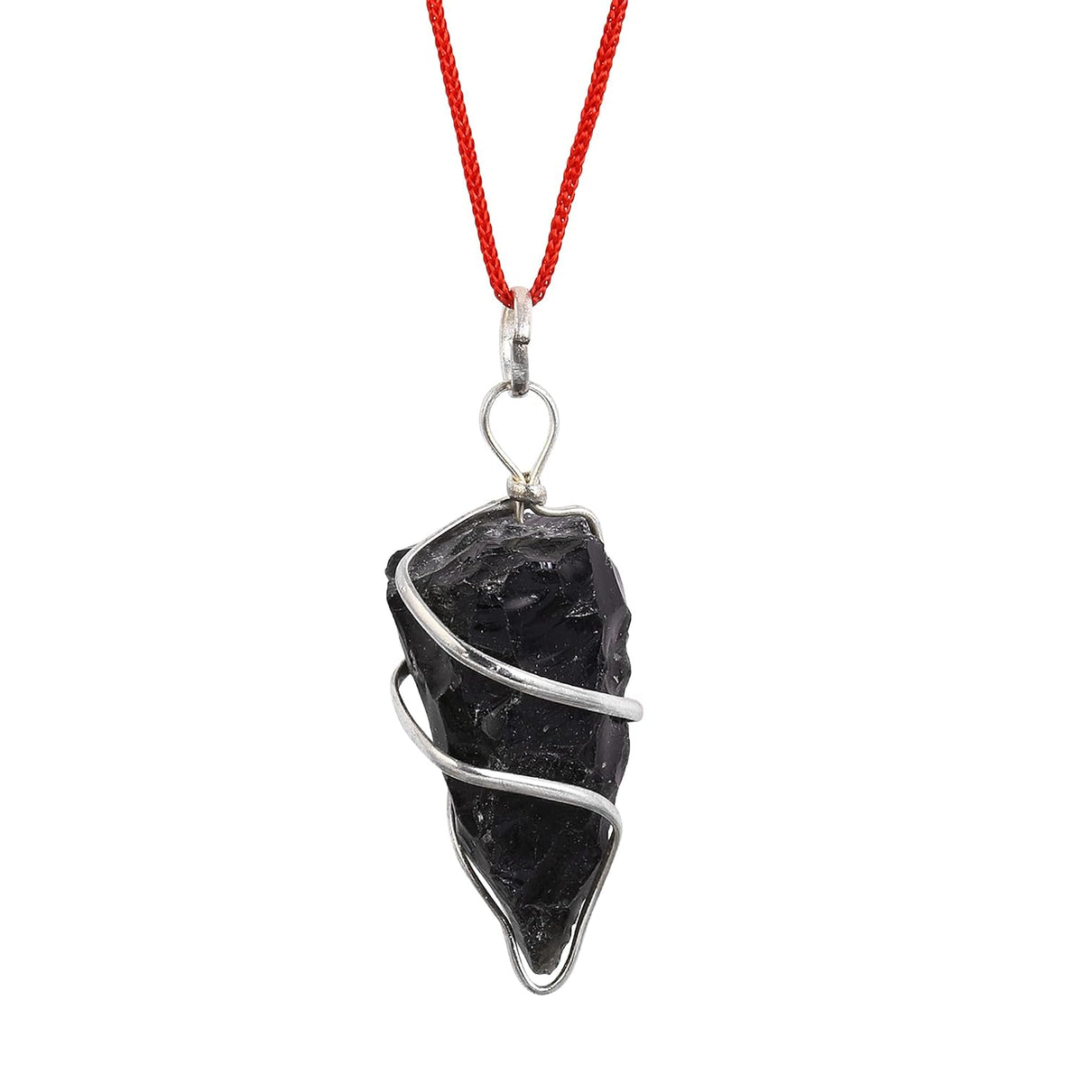 ASTRODIDI Natural Black Obsidian Stone Raw Rough Pendant Reiki Healing Wire Wrapped Obsidian Stone Gemstone Crystal Pendant Locket