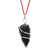 AstroDidi Black Obsidian Stone Raw Rough Wire Pendant