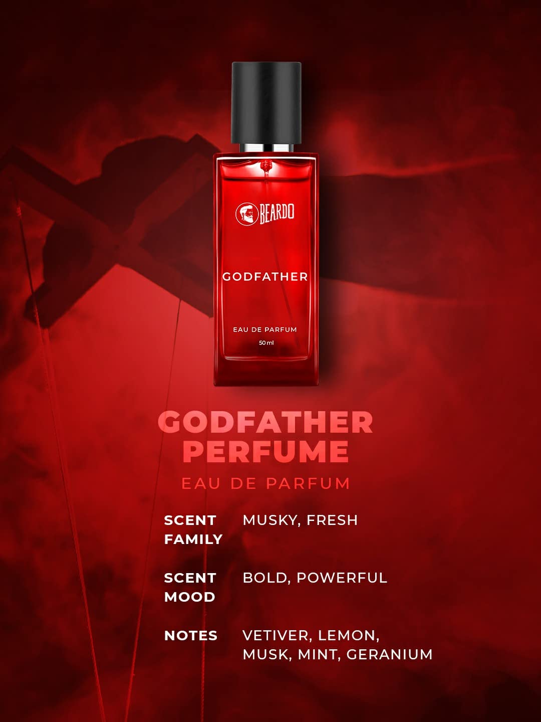 BEARDO Godfather Perfume For Men, 50Ml | Aromatic, Spicy Perfume For Men Long Lasting Perfume For Date Night Fragrance | Body Spray For Men | Gift For Husband | Gift For Boyfriend (Pack of 2)