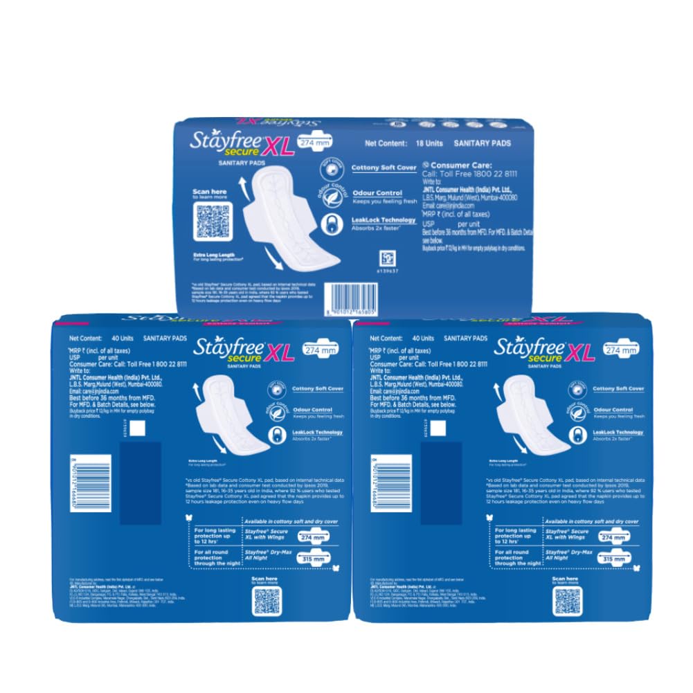 Stayfree Secure Soft XL Sanitary Pads for Women(98 Napkins) (Pack of 2)