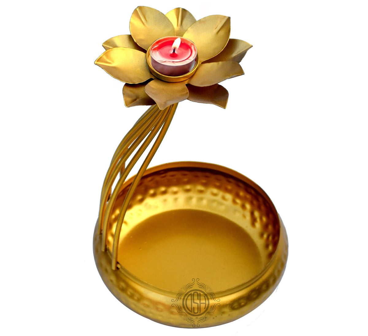 DSH CRAFTING YOUR CURIOSITY Urli Bowl Flower Design with Tealight Candle Holder for Diwali Home Decor and New Year Decoration Item.