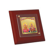 DIVINITI Maa Lakshmi & Ganesha 24K Gold Plated MDF Photo Frame|Premium Religious Table Top Frame for Home, Office & Prayer Room|Luxury Spiritual Gift Item for Housewarming Gifting|10 x 10 CM
