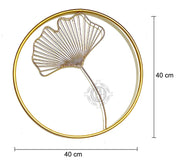 DSH CRAFTING YOUR CURIOSITY Metal Round Shaped Beautiful Leaf Wall Decor Wall Arts Perfect For Living Room (Design - 2 (2 Leaf))(Gold)