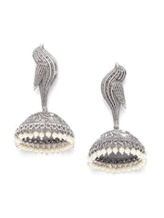 Priyaasi Oxidised Silver-Plated Bird inspired Jhumka