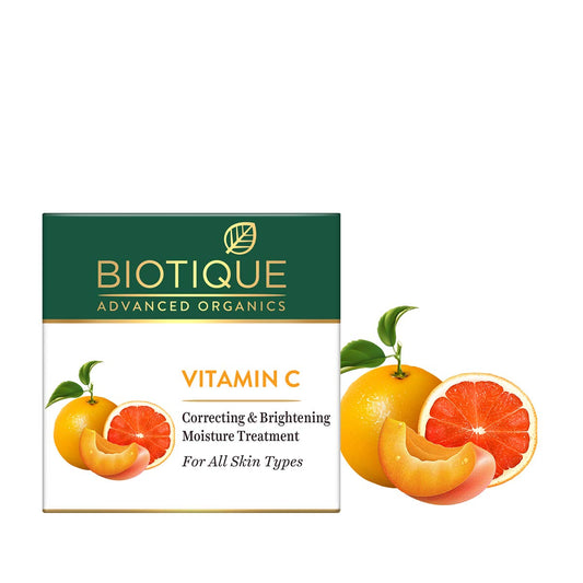 Biotique Vitamin C Correcting and Brightening Non Greasy Face Cream for All Skin Types, 50g | Younge (Pack of 2)