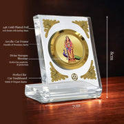 DIVINITI 24K Gold Plated Lord Murugan Acrylic Frame for Car Dashboard, Home Temple & Office Table | Premium Spiritual Gift, Blessings for Protection & Positivity, 8x7 cm Decorative Showpiece