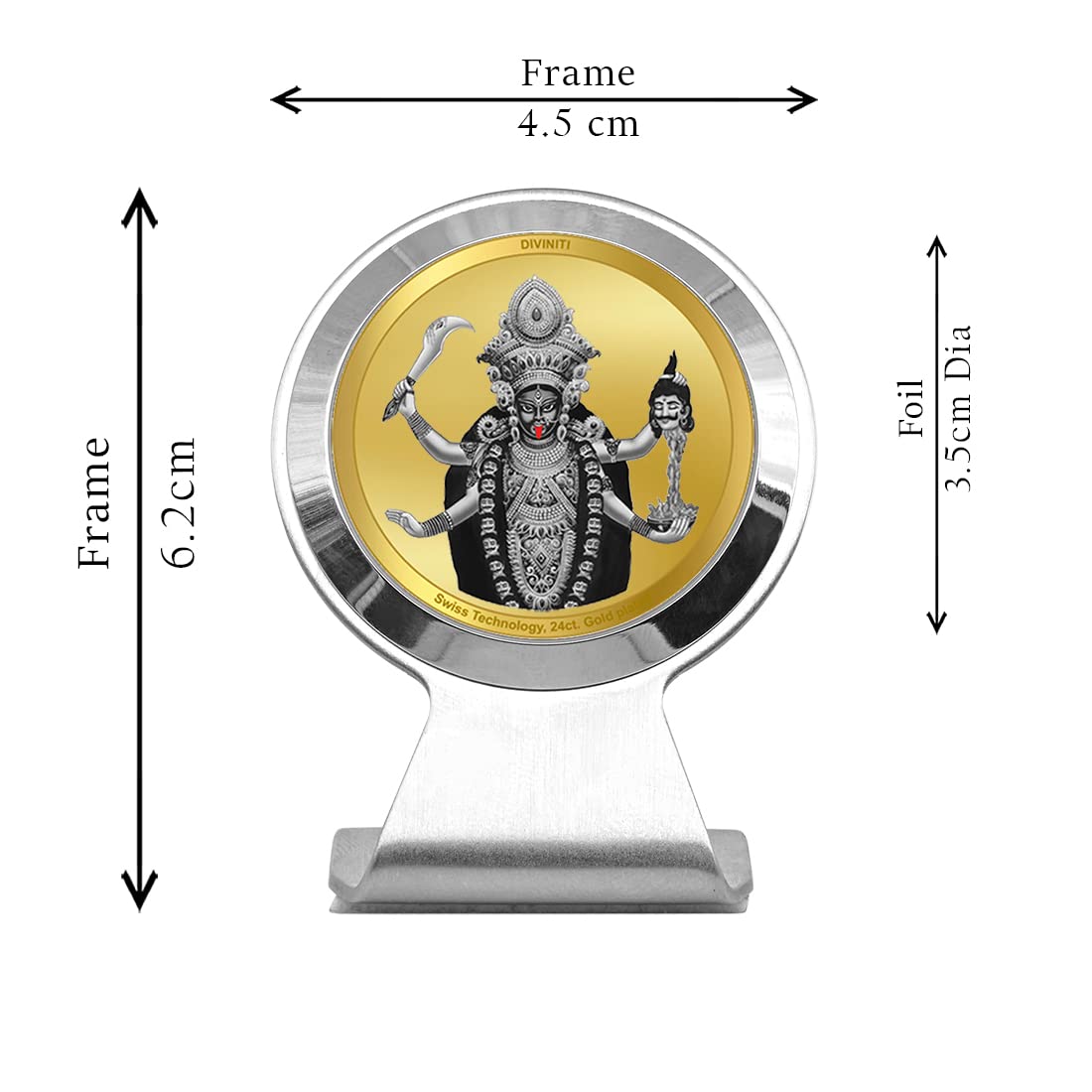 DIVINITI 24K Gold Plated Religious Car Dashboard Frame | Premium God Idol Frame for Car, Home Mandir & Office Table | Spiritual Gift, Decorative Showpiece | Maa Kali