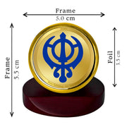 DIVINITI 24K Gold Plated Religious Car Dashboard Frame | Premium God Idol Frame for Car, Home Mandir & Office Table | Spiritual Gift, Decorative Showpiece | Khanda Sahib