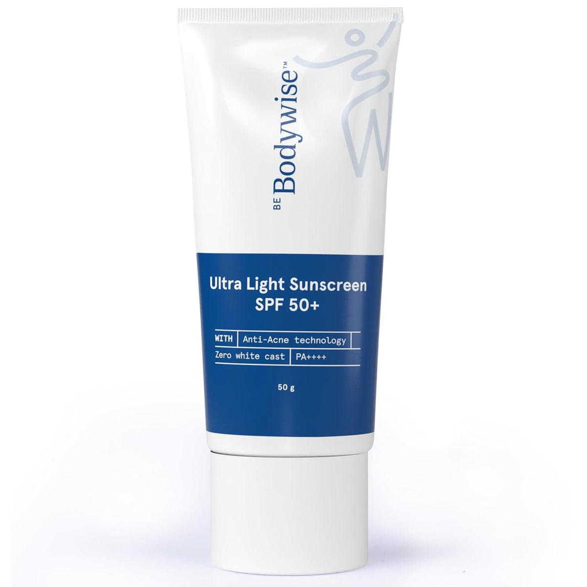Be Bodywise Ultra Light Sunscreen SPF 50 PA+++ for Oily, Dry, Acne-prone Skin | Broad Spectrum Protection & Blue Light Protection | No White Cast | Non-Greasy | Korean Anti-Acne Technology | Water & Sweat Resistant | Ultra Lightweight Texture | For Men & Women | 50g