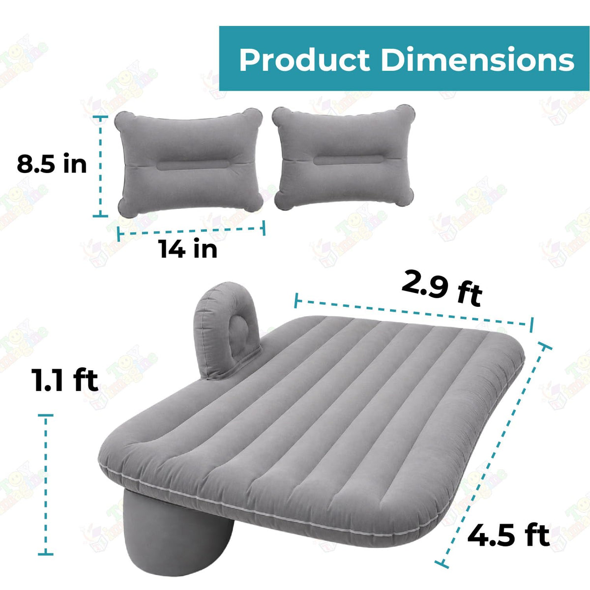 Toy Imagine Inflatable Car Bed with Air Pump & 2 Pillows