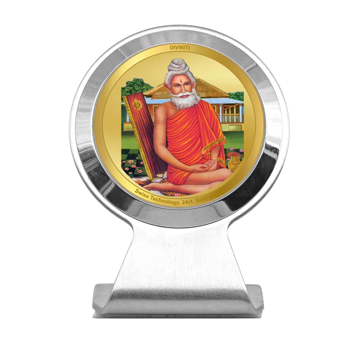 DIVINITI 24K Gold Plated Religious Car Dashboard Frame | Premium God Idol Frame for Car, Home Mandir & Office Table | Spiritual Gift, Decorative Showpiece | Baba Lokenath