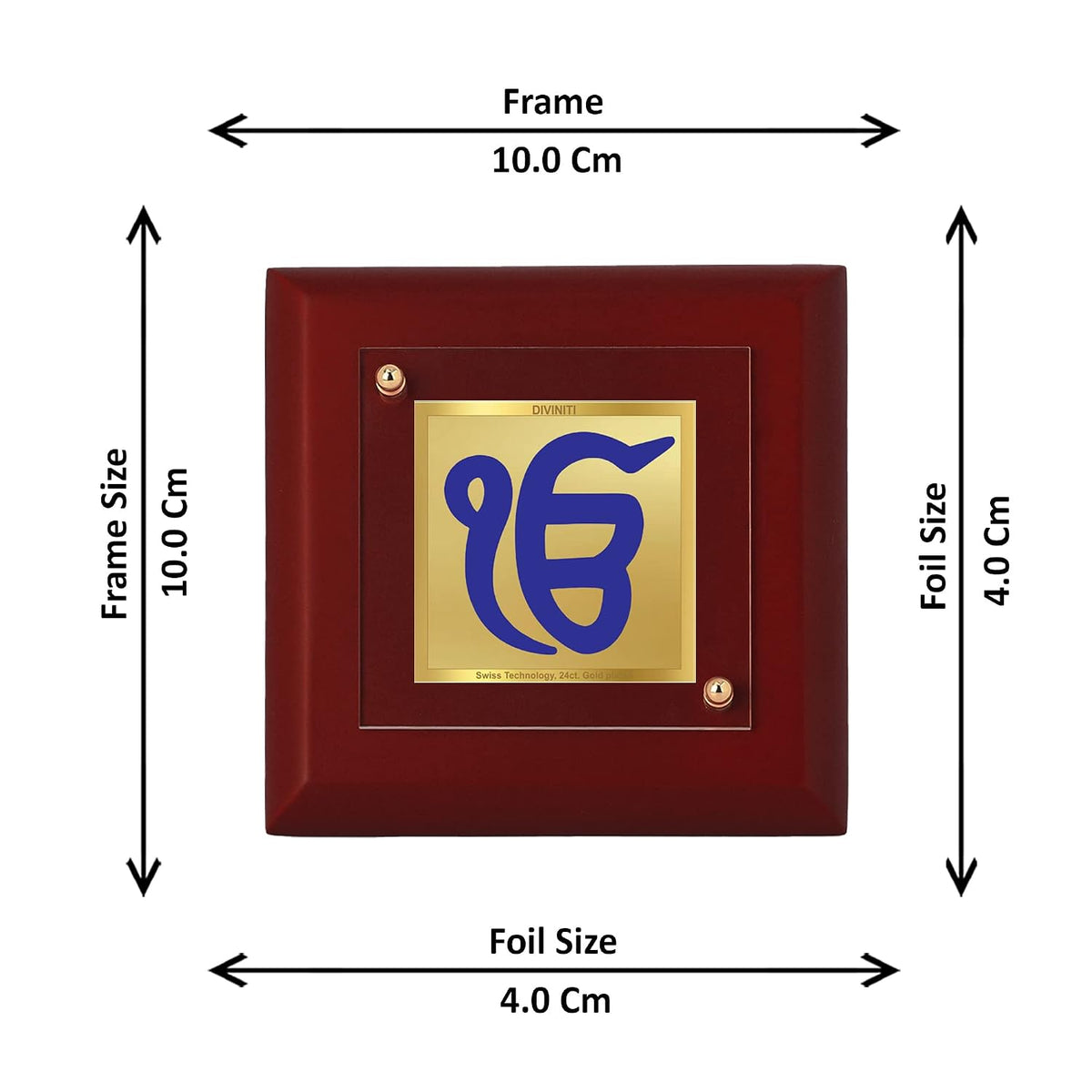 DIVINITI Ik Onkar 24K Gold Plated MDF Photo Frame | Premium Sikh Table Top Frame for Home, Office & Prayer Room | Luxury Spiritual Gift Item for Housewarming, Festive Gifting | 10 x 10 CM