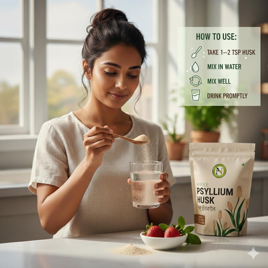 NatureVit Psyllium Whole Husk, 200g [Sat-Isabgol] [Fiber Supplement, Perfect for Keto Bread and Gluten Free Baking]