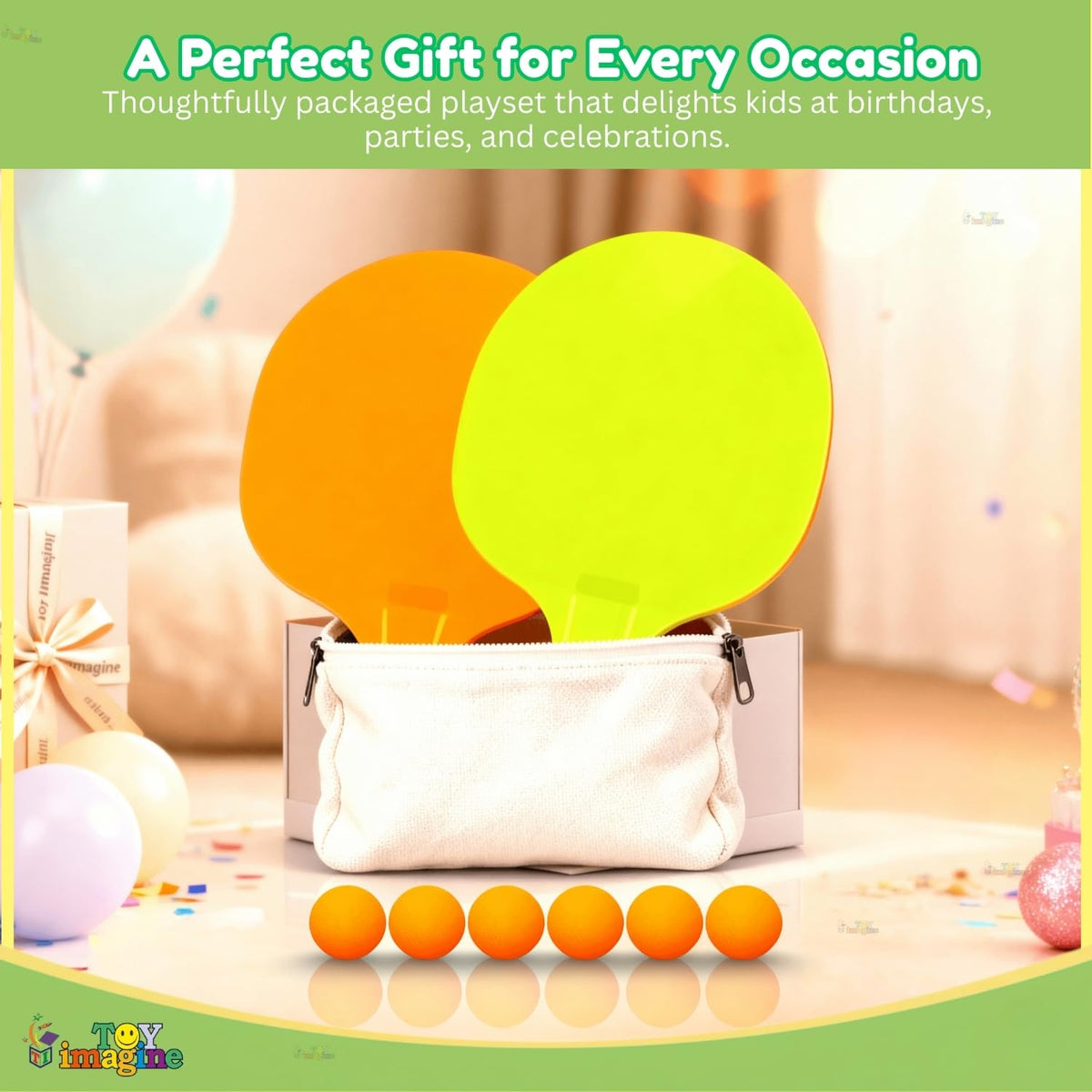 Toy Imagine Indoor Hanging Table Tennis Trainer for Kids Age 5-14 | Door Mounted Ping Pong Game Set with 2 Rackets 6 Balls | Indoor Sports Game for Boys and Girls Home Play Activity