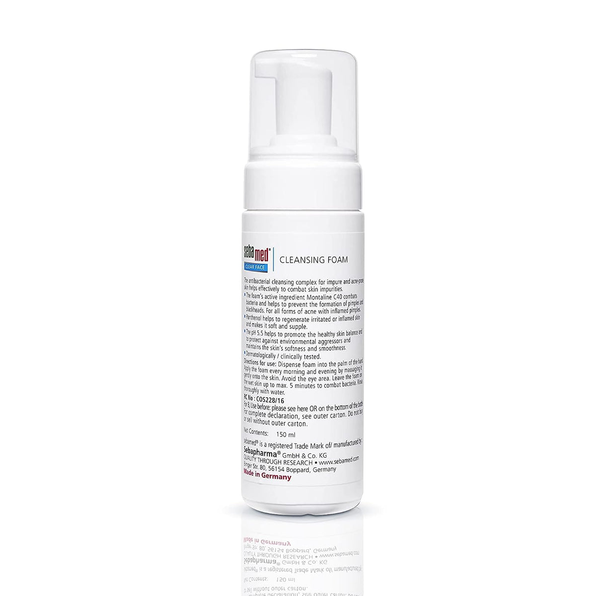 Sebamed Clear Face Cleansing Foam| pH 5.5 | Combats pimples with Montaline C40 | Deep pore cleansing | Dermatologically & clinically tested | 150ml (Pack of 2)