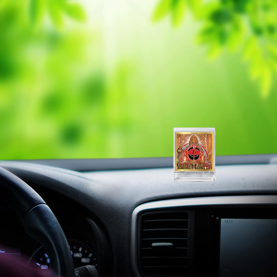 DIVINITI 24K Gold Plated Religious Car Dashboard Frame | Premium God Idol Frame for Car, Home Mandir & Office Table | Spiritual Gift, Decorative Showpiece | Salasar Balaji
